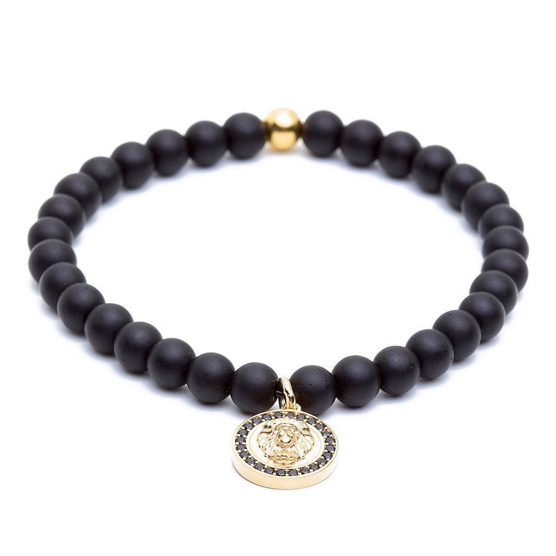 Atolyestone Bracelet - 18K YELLOW GOLD LION CHARM ONYX