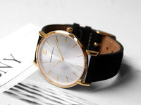 Watch - BLACK AND SILVER STREAK + GOLD STRAP