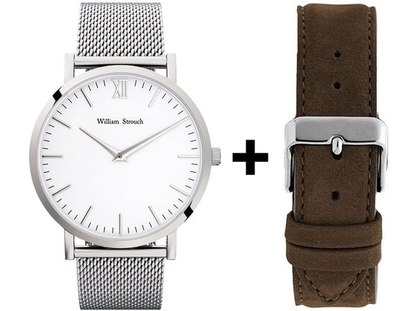 Watch - CLASSIC SILVER + LEATHER STRAP